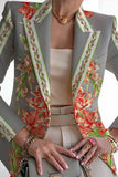 Rarove-Casual Print Patchwork Cardigan Turn-back Collar Outerwear