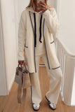 Rarove-Casual British Style Solid Embroidered Patchwork Cardigan Collar Long Sleeve Two Pieces