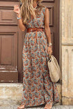 RAROVE-Women's Spring and Summer Outfits, Casual and Fashionable Boho Style Sleeveless Print Maxi Dress