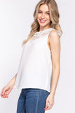 RAROVE-European and American women's clothing, minimalist style, casual fashion ACTIVE BASIC Round Neck Lace Patch Texture Tank