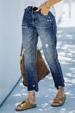 Rarove Trend Casual Women's Jeans Blue Hight Waist Straight Wash Streetwear Ripped Fashion Denim Pencil Pants