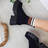 Rarove- Black Casual Daily Patchwork Contrast Round Comfortable Out Door Shoes