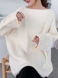 Rarove-Simple Solid Color Round-Neck Sweater