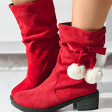 Rarove- Red Casual Patchwork Round Keep Warm Comfortable Shoes