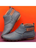 Rarove- Vintage handmade PU leather velcro flat ankle boots