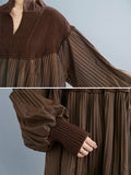 Rarove-Stylish Knitting Split-Joint Puff Sleeve Shirt Pullover Top