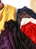 Rarove-Casual Solid Color Chiffon Column Wide Leg Pants&Skirt