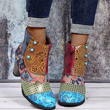 Rarove- Yellow Casual Patchwork Printing Pointed Out Door Shoes (Heel Height 2.76in)