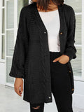 Rarove-Women's Cardigans Loose Solid Button Knit Cardigan