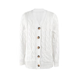 Rarove-Women's Sweater Cardigan Solid Color Twist Button Down Cardigan Sweater with Pocket 14Colors