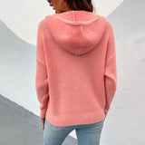 Rarove-Women's Sweater Solid Long Sleeve Turtleneck Pullover Soft Knitted Hoodie Sweater with Pocket