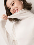 Rarove-Simple Loose Long Sleeves Solid Color High-Neck Sweater Tops