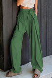 RAROVE-Women's Pants Casual Solid Frenulum Loose High Waist Straight Solid Color Bottoms