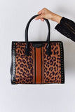 RAROVE-European and American women's clothing, minimalist style, casual fashion David Jones Leopard Contrast Rivet Handbag
