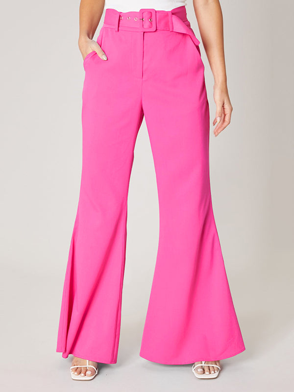 Rarove-High Waisted Loose Solid Color Pants Trousers