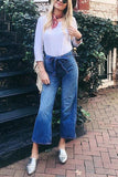 RAROVE-Women's Denim Jeans Belted Loose High Waist Flared Jeans