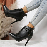 Rarove- Pure Black Casual Patchwork Solid Color Pointed Out Door Shoes (Heel Height 3.74in)