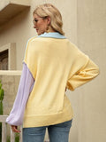 RAROVE-European and American women's clothing, minimalist style, casual fashion Color Block Dropped Shoulder Sweater