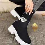 Rarove- White Casual Patchwork Contrast Round Keep Warm Comfortable Out Door Shoes