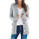 Rarove-Women's Sweater Cardigan Solid Color Twist Button Down Cardigan Sweater with Pocket 14Colors