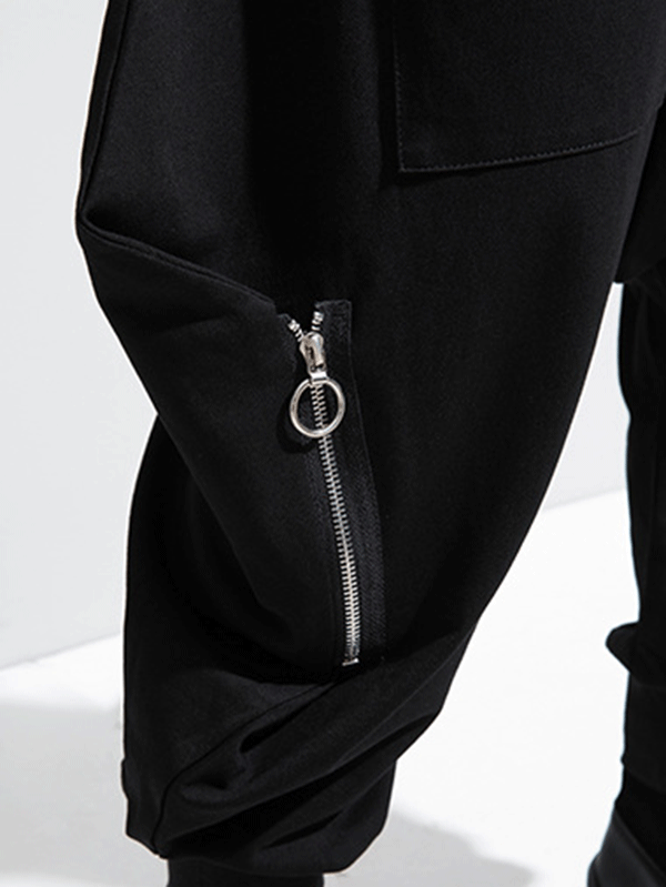 Rarove- Zipper Original Simple Loose Solid Harem Pants