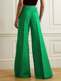 Rarove-Wide Leg Solid Color Flared Trousers Pants