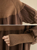 Rarove-Knitting Pleats Split-Joint High-Neck Pullover Top