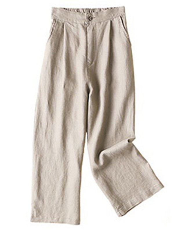 Rarove-5 Colors Line Loose Casual Plus Size Wide-Leg Pants