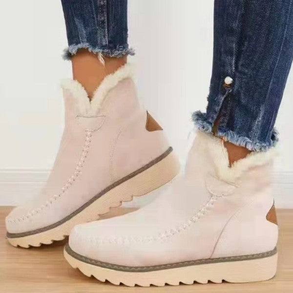Rarove- Cream White Casual Patchwork Solid Color Keep Warm Comfortable Shoes