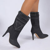 Rarove- Black Casual Daily Patchwork Solid Color Pointed Comfortable Shoes (Heel Height 3.54in)