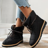 Rarove- Black Casual Patchwork Solid Color Round Keep Warm Comfortable Shoes