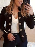Rarove-Elegant Womens Double Breasted Stylish Long Sleeve Blazer