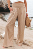 RAROVE-Women's Spring and Summer Outfits, Casual and Fashionable Linen Blend Pocketed Smocked Pants