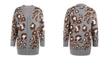 Rarove-Women's Cardigan Lepord Print Open Front Casual Long Sleeve Sweater Cardigan Top