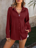 RAROVE-European and American women's clothing, minimalist style, casual fashion Button Up Dropped Shoulder Shirt