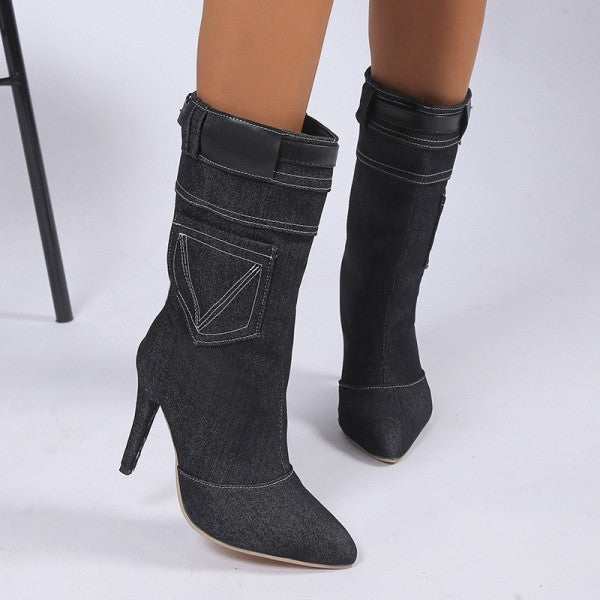 Rarove- Black Casual Daily Patchwork Solid Color Pointed Comfortable Shoes (Heel Height 3.54in)