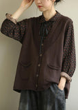 Rarove-Aesthetic chocolate casual v neck sleeveless knit outwear