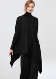 Rarove-Black Oversized Wool Sweaters Asymmetrical Design Long Sleeve