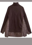 Rarove-Brown Spring Patchwork Loose Knit Dress Sweater