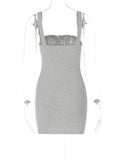 RAROVE 2024 Summer Sleeveless Casual Tank Square Neck Low Cut Mini Dress