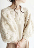 Rarove-Chic Beige Thick Warm Embroidered Fall Knit sweaters