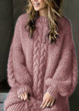 Rarove-Classy pink thick Knit Sweater Dress Winter