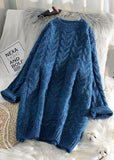 Rarove-Cute blue Sweater outfits Street Style thick o neck baggy knit dresses