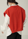 Rarove-For Spring red sweaters trendy plus size lapel sleeveless knit tops