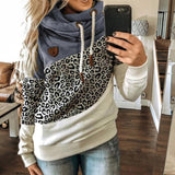 RAROVE Winter Leopard Print Sweatshirts Women Casual Turtleneck Long Sleeve Hoodies Fashion Drawstring Patchwork Female Pullovers Tops