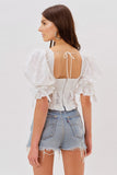 Rarove Summer Tops For Women Blouses Black White Crop Tops Ladies Sexy Puff Sleeve Blouse Women Shirts Ruffle Top