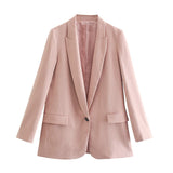 Rarove Korean Loose Pink Blazer Coat Women Office Lady Blazer Jacket Female Casual Work Elegant Outwear Spring  OL