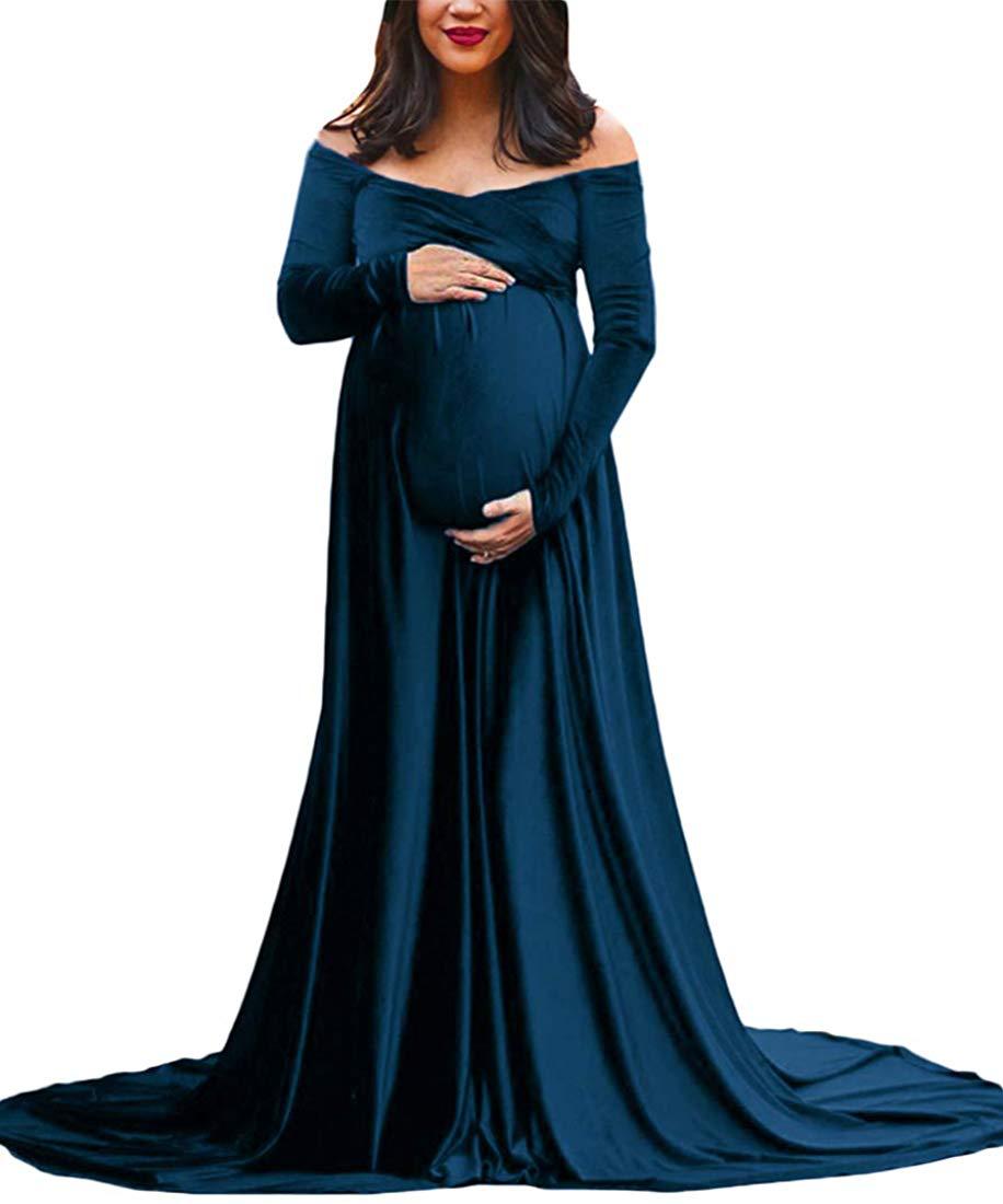 Rarove- New Velvet Maternity Dresses V-Neck Long Pregnancy Photography Dress Maxi Maternity Gown For Pregnant Women Photo Shoot Props