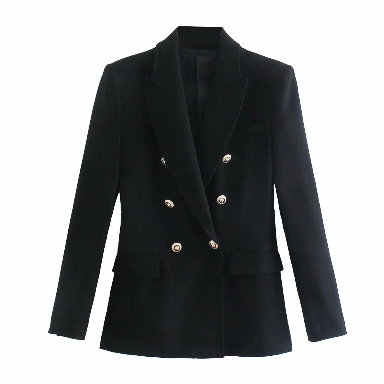 Rarove Women Autumn New Fashion Double Breasted Slim Blazer Coat Vintage Long Sleeve Pockets Female Outerwear Chic