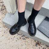 Round Toe Street Style Chunky Heel Platform Women Loafers Shoes 2021 Black Punk Goth Y2K Designer Moccasin Women
